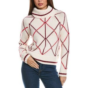 Bogner White and Red Patterned Turtleneck